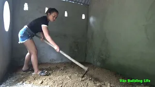 Full Video | 30 Days Complete Concrete Pouring House, Build a Door and Making a Bed - Building Farm