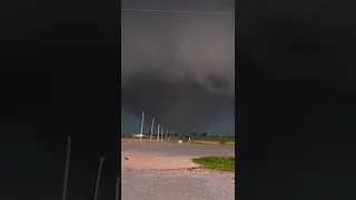 The beginning of the infamous and record breaking 2.6 mile wide tornado near El Reno, OK.