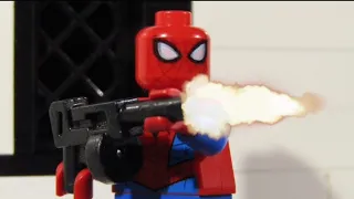 Japanese Spider-Man with a machine gun (in Lego)