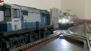 WDG3A & WAP7 ON SAME TRACK | WAP 7 & RAJDHANI EXP RUNNING ON MY NEW LAYOUT |  DIAMOND CROSSING TRACK