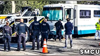 Multiple Arrests and RV Towing in Homeless Encampment Operation at Venice Boulevard