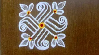 4 attractive mini rangoli design for beginners 3×3 dots small muggulu Thiru Aarooran kolangal