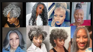 Cute Short & Long Gray Hairstyle for African America women over 40+ Salt & Pepper Most Slayed Styles