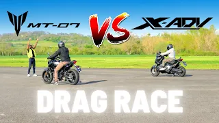 Yamaha MT-07 35kW vs Honda X-ADV : DRAG RACE | 4K