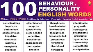 100 ENGLISH WORDS That Describe Behaviour + Personality | Everyday English Vocabulary | Dictionary