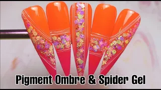 NAIL ART: Pigment Ombre, Loose Glitter and Spider Gel