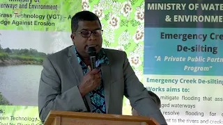 Fijian Minister for Waterways Dr. Mahendra Reddy commissions the Korotari River De-Silting works.