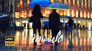 Walking in the Rain in Munich Old Town at Night - Germany Travel Guide - 4K HDR