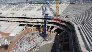 Arena Mrv 7/8 Arquibancada avançando/ Concreto na Arquibancada/ Mais vigas jacaré/ 17/02/2022