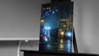 Painting a Rainy City Street at Night with Acrylics - Paint with Ryan