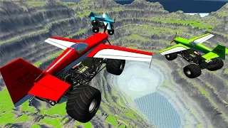 BeamNG drive - High Speed Airplane Monster Truck Jumps & Crashes