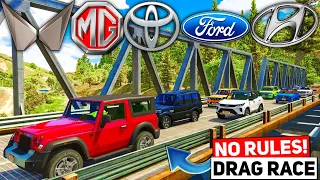 GTA 5: INDIAN SUVs & SEDAN CARS 🔥 NO RULES 😱 RIVER CROSS OFF-ROAD DRAG RACE | GTA 5 MODS!