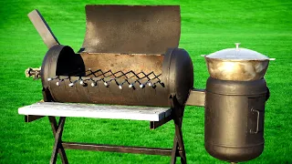 Grill from the cylinder - SMOKER for 2 hours with their hands 5 in 1! Idea for handmade!