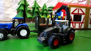 SIKU NEW HOLLAND MIT FRONTLADER  Helps Siku 1861  Tractor Fendt With Forestry Trailor