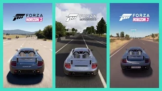 Forza Horizon 3 Vs Horizon 2 Vs Motorsport 6 | Porsche CARRERA GT Sound Comparison Side BY Side