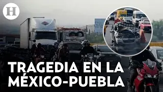 ¡Caos vial en la carretera México-Puebla! Terrible choque entre un auto y un tráiler deja un muerto