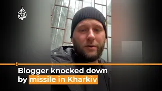 Watch: Blogger knocked down by missile strike in Kharkiv  | AJ #shorts