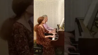 Sachs Piano Duo playing the first movement of P. D. Q. Bach's Sonata Innamorata