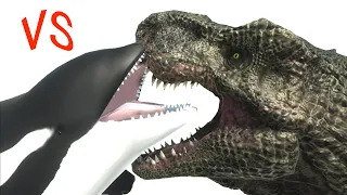 Long Battle 1vs1 ARBS｜Orca VS T-Rex  --  Animal Revolt Battle Simulator