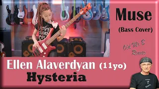 Ellen Alaverdyan (11yo) plays Muse - Hysteria (Bass Cover) (Reaction)
