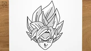 How to draw GOKU BLUE (Dragon Ball Super) step by step, EASY