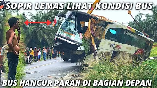 KASIHAN‼️SOPIR CUMA BISA PASRAH LIHAT BUS NYA HANCUR PARAH SAAT DI EVAKUASI.