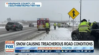 Treacherous Road Conditions In Denver, Colorado Due To Snow