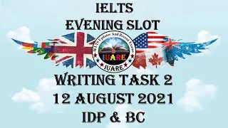 12 August 2021 IELTS / Writing Task 2 / Academic / Evening Slot / Exam Review / INDIA