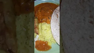 Home made butter chicken and saffron rice