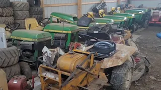 my whole collection of garden tractors with full back stores. John deere, gravely, cub cadet