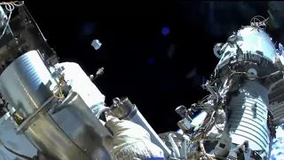 Astronauts Jettison container to space. Russian Spacewalk n48