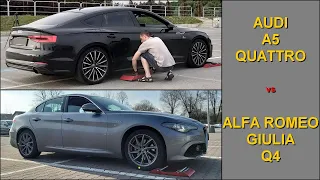 SLIP TEST - Audi A5 Sportback Quattro vs Alfa Romeo Giulia Veloce Q4 - @4x4.tests.on.rollers