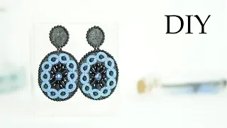 Needle tatting. Beading. Drop down earrings / Фриволите иглой. Вышивка бисером. Серьги с бусинами