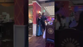 Anna and Kristoff From Frozen Meeting Guests At Dinner Onboard The New Disney Cruise The Disney Wish