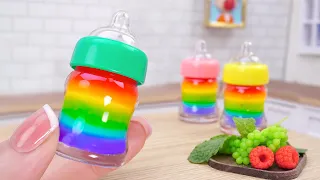 SWEET Miniature Rainbow Jelly Bottle Ideas | Yummy Tiny Jelly Recipe | ASMR Miniature Cooking Food