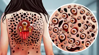 ASMR Remove Parasite Eyes & Mutant Eye on human back | Deep Cleaning Animation