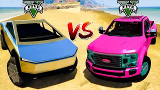 Tesla Cybertruck vs Ford Pickup Truck - GTA 5 Mods Which Car is Best?