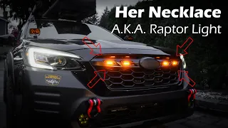 Installing Her Necklace Grille Lights on Subaru Outback Wilderness and comparison AKA Raptor Lights