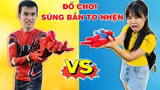 Đồ chơi bắn tơ người nhện nhà giàu vs súng bắn tơ nhện nhà nghèo || Spider-man Battle