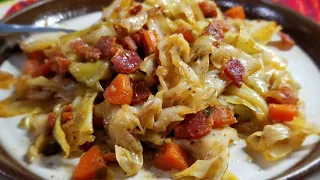 How to make FRIED CABBAGE AND BACON / With Carrots ❤