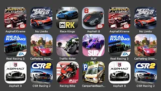 Asphalt X Treme, Need For Speed No Limits, Race Kings, Asphalt 8, Real Racing 3, Car Parking Driving