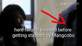 worst editing on uzalo Nkunzi had a blood stain before getting stabbed by Mangcobo