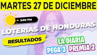 Sorteo 3PM Loto Honduras, La Diaria, Pega 3, Premia 2, Martes 27 de Diciembre del 2022 | Ganador 😱🤑💰