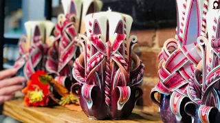 BEAUTIFUL CARVING OF CANDLES FOR CHRISTMAS at BLOWING ROCK | HOW CARVED CANDLES ARE MADE