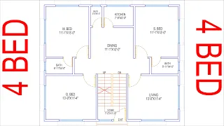 HOUSE PLAN DESIGN | EP 150 | 1000 SQUARE FEET 4 BEDROOMS HOUSE PLAN | LAYOUT PLAN