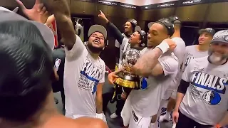 LUKA DONCIC, KYRIE AND THE MAVERICKS LOCKER ROOM CELEBRATION AFTER ADVANCED TO THE NBA FINAL TONIGHT