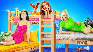 Poor vs Rich vs Giga Rich Secret Room | Extreme Room Makeover Ideas for Triplets by RATATA