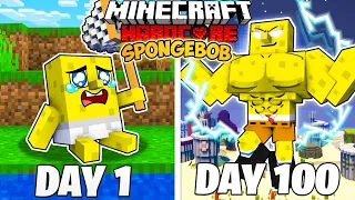 I Survived 100 Days as SPONGEBOB in HARDCORE Minecraft