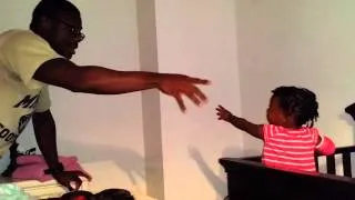 Baby arguing with her dad