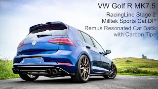 VW Golf R MK7.5 with Remus resonated Cat Back - Carbon Tips